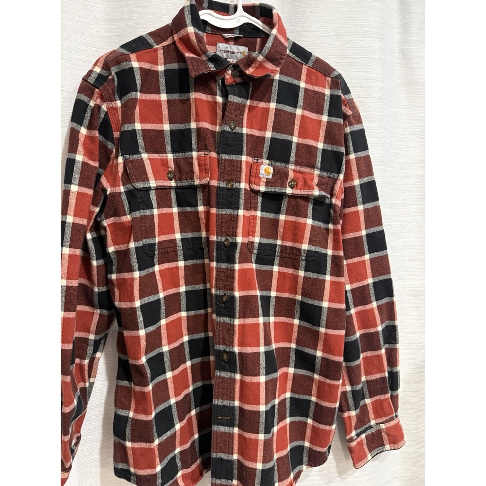 Carhartt Shirt Adult M Red Plaid Flannel Original Fit Button Up Casual Mens